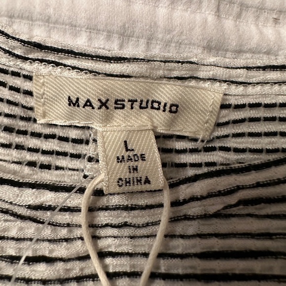 Max Studio Stripe Knit Cap Sleeve Asymmetrical Dress - NWT - Size L - Picture 8 of 11